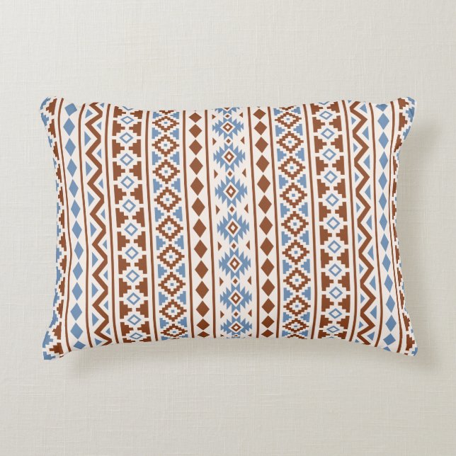 Aztec Essence Vertical Ptn II Rust Blue Cream Accent Pillow (Front)