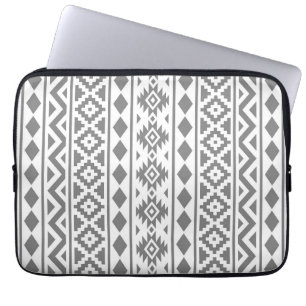 Aztec Essence Vertical Ptn III Grey on White Laptop Sleeve
