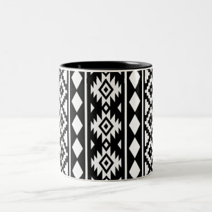 Aztec Essence Vertical Ptn III White on Black Two-Tone Coffee Mug