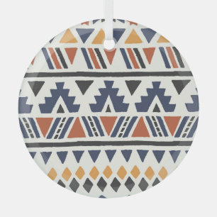 Aztec Ethnic: Hand Drawn Seamless Glass Ornament