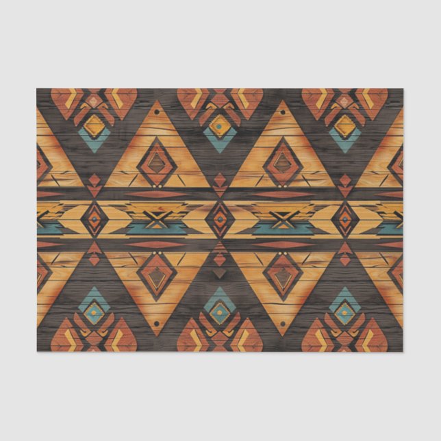Aztec Faux wood tile pattern decoupage  Tissue Paper (Front)