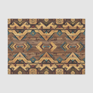 Aztec Faux wood tile pattern decoupage Tissue Paper