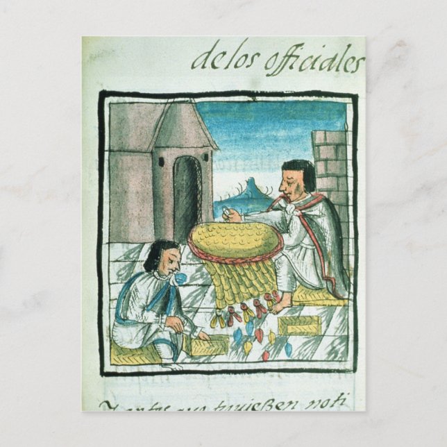 Aztec feather artisans at work postcard (Front)
