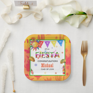 Aztec Fiesta Graduation Party Paper Plate