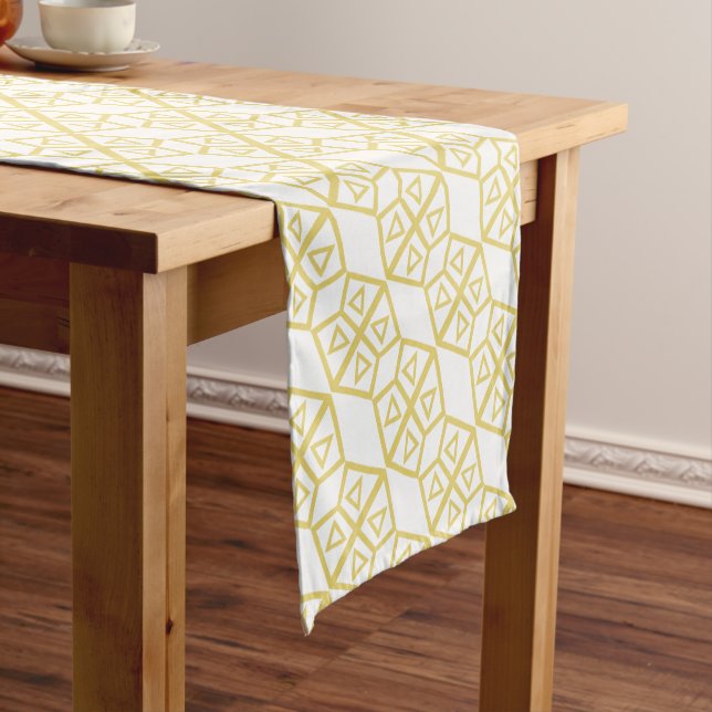 Aztec Geometric Abstract Pattern Short Table Runner (In Situ)