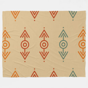 Aztec Geometric Blue And Orange Tribal Southwester Fleece Blanket