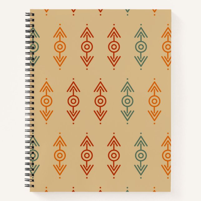 Aztec Geometric Blue And Orange Tribal Southwester Notebook (Front)