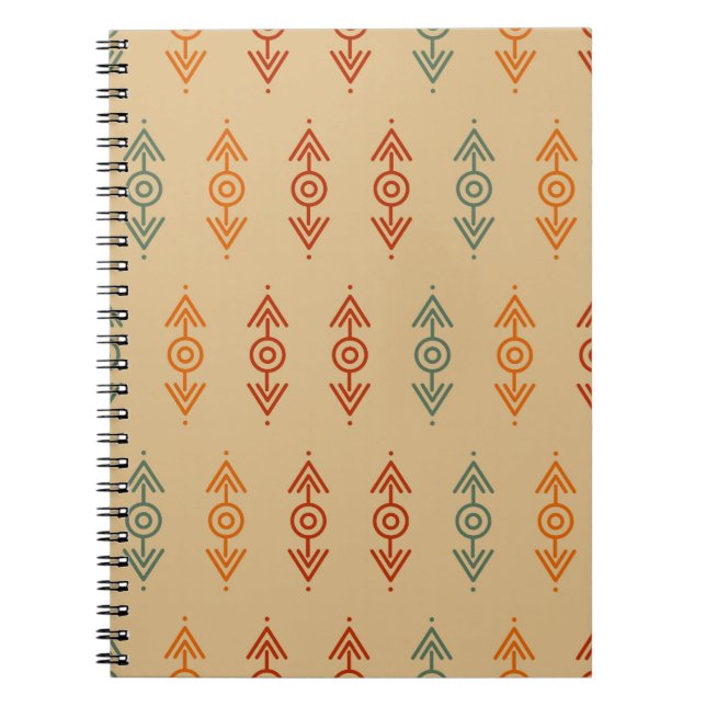 Aztec Geometric Blue And Orange Tribal Southwester Notebook (Front)