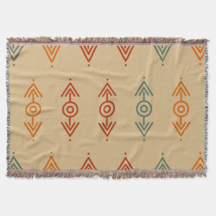 Aztec Geometric Blue And Orange Tribal Southwester Throw Blanket