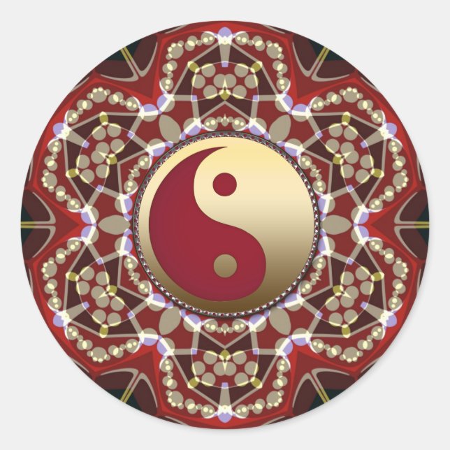 Aztec Geometric Golden Yin Yang Sticker (Front)