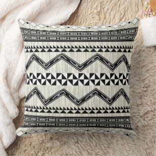 Aztec Geometric Grey Abstract Pattern Throw Pillow