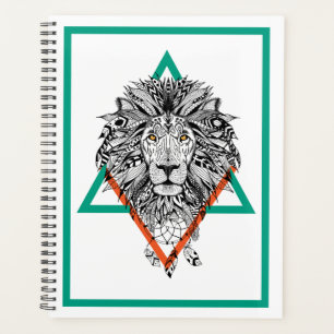 Aztec Geometric Lion Portrait Planner