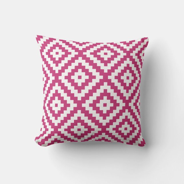 Aztec Geometric Magenta Throw Pillow (Front)