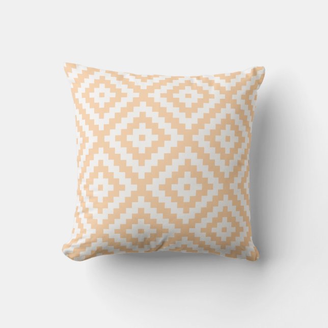 Aztec Geometric Pastel Orange Throw Pillow (Front)