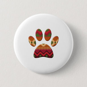 Aztec Geometric Pattern Art Dog Paw Print 2 Inch Round Button