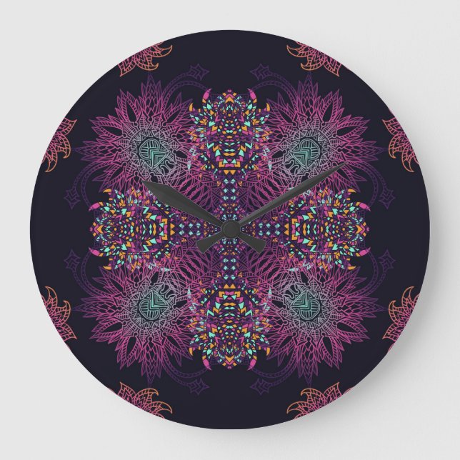 Aztec geometric, vintage seamless pattern. large clock (Front)