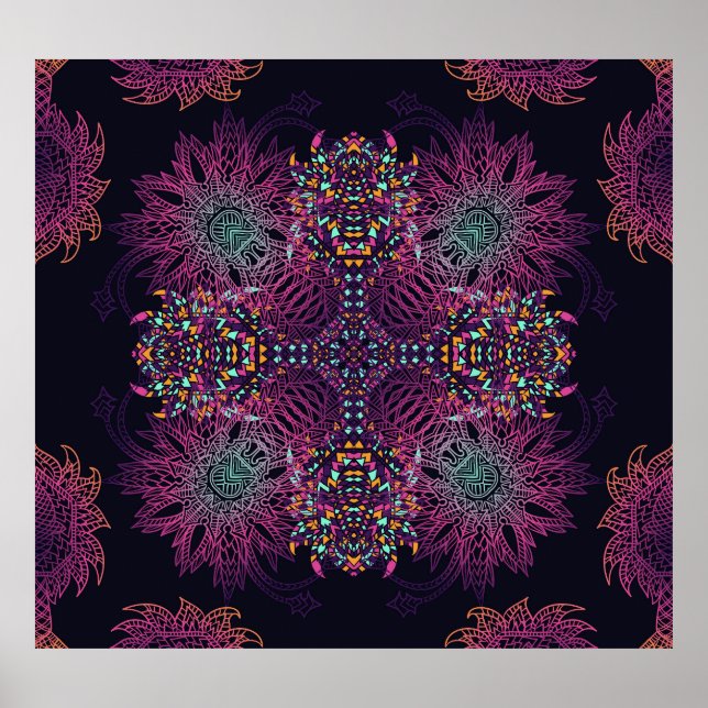 Aztec geometric, vintage seamless pattern. poster (Front)