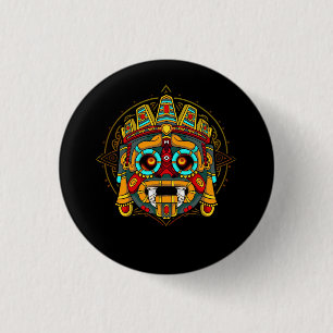 Aztec God Tlaloc Mayan Mythology Deity Mexican Her 1 Inch Round Button