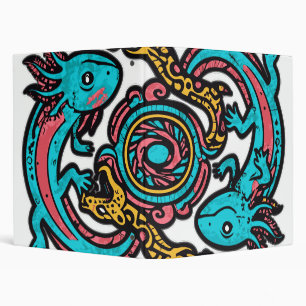 Aztec God Xolotl Fighting Jaguar Battle Tribal Art Binder