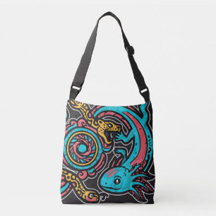 Aztec God Xolotl Fighting Jaguar Battle Tribal Art Crossbody Bag
