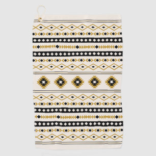 Aztec Gold Black Cream Mixed Motifs Pattern Golf Towel