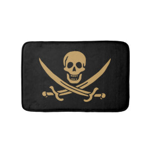 Aztec Gold Skull & Cutlass Pirate Calico Jack Bath Mat