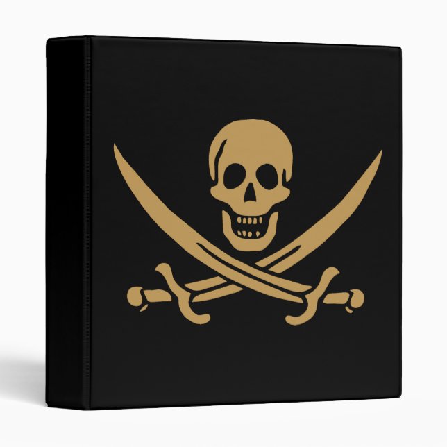Aztec Gold Skull & Cutlass Pirate Calico Jack Binder (Front/Spine)