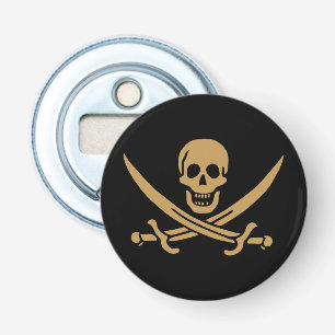 Aztec Gold Skull & Cutlass Pirate Calico Jack Bottle Opener