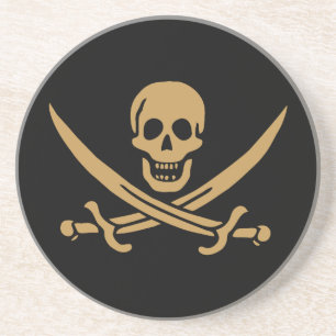 Aztec Gold Skull & Cutlass Pirate Calico Jack Coaster