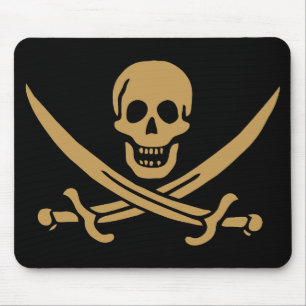 Aztec Gold Skull & Cutlass Pirate Calico Jack Mouse Pad