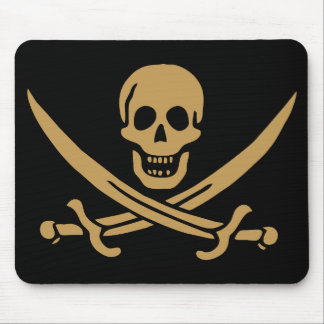 Aztec Gold Skull & Cutlass Pirate Calico Jack Mouse Pad