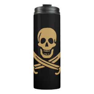 Aztec Gold Skull & Cutlass Pirate Calico Jack Thermal Tumbler
