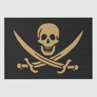 Aztec Gold Skull & Cutlass Pirate Calico Jack Tissue Paper