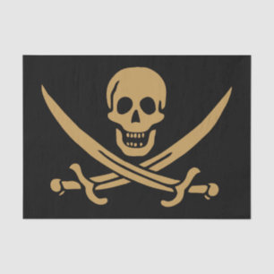 Aztec Gold Skull & Cutlass Pirate Calico Jack Tissue Paper