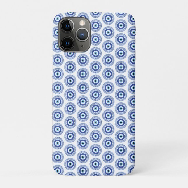 Aztec Greek Circle Key Evil Eye Pattern Blue Case-Mate iPhone Case (Back)