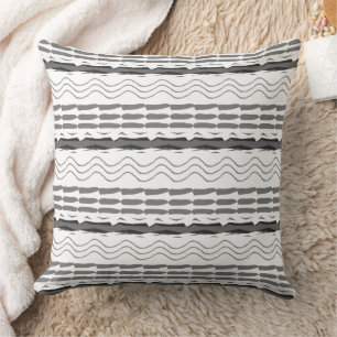 Aztec Grey Abstract Geometric Pattern Throw Pillow