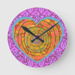 Aztec Heart Round Clock