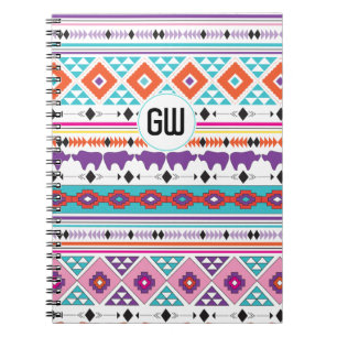 Aztec Indian Tribal pattern custom monogram Notebook