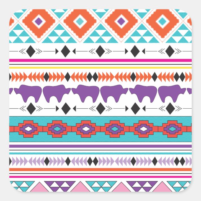 Aztec Indian Tribal pattern Square Sticker (Front)