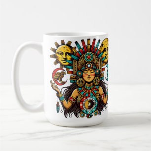 Aztec Indian woMan princess sun moon Folk art Coffee Mug