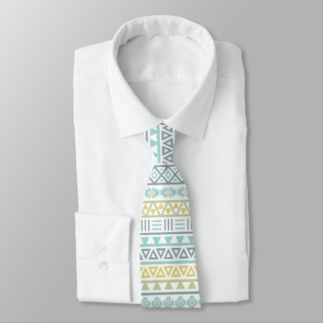 Aztec Influence Colourful Repeat Pattern Tie (Tied)