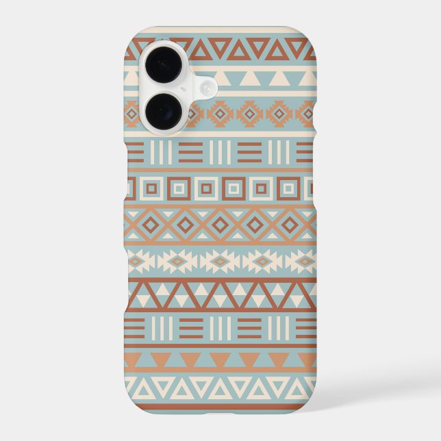 Aztec Influence Pattern Blue Cream Terracottas (Verso)