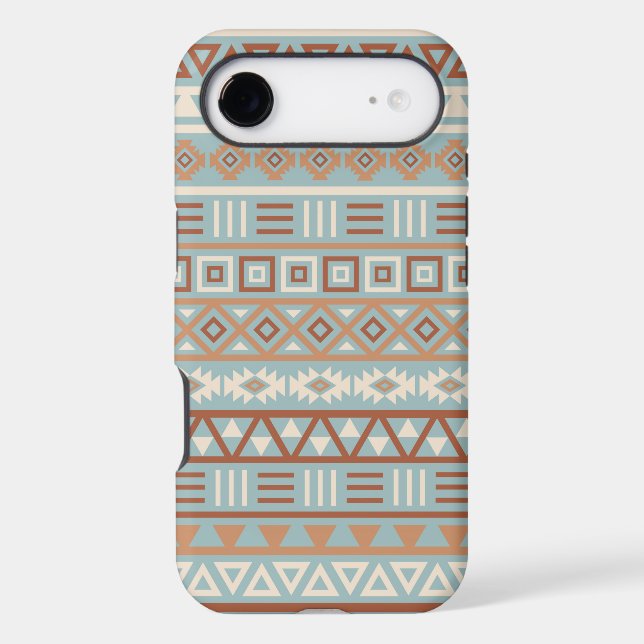 Aztec Influence Pattern Blue Cream Terracottas (Back)