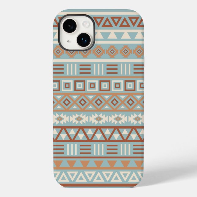 Aztec Influence Pattern Blue Cream Terracottas Case-Mate iPhone Case (Back)