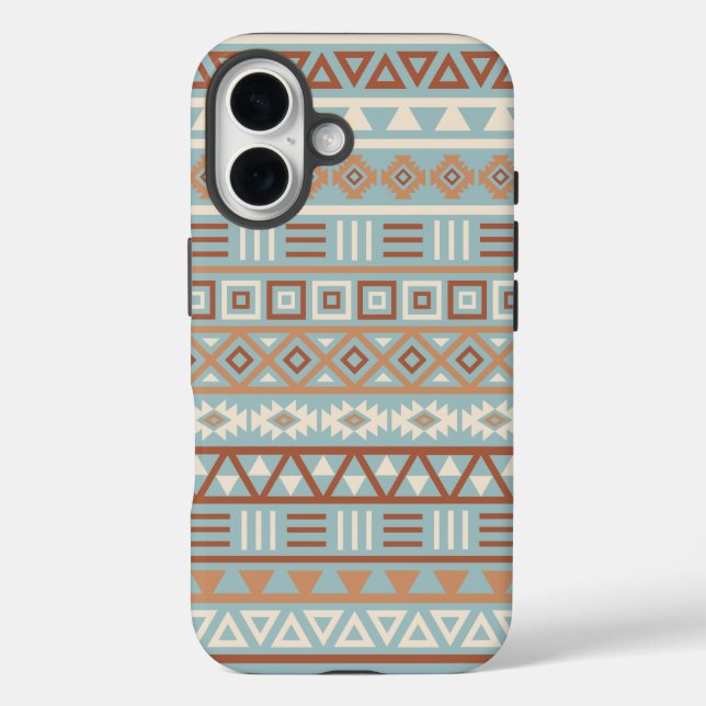 Aztec Influence Pattern Blue Cream Terracottas Case-Mate iPhone Case (Back)