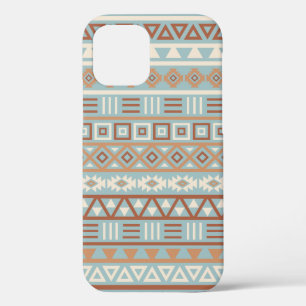 Aztec Influence Pattern Blue Cream Terracottas iPhone 12 Pro Case