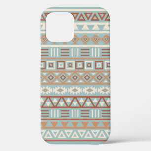 Aztec Influence Pattern Blue Cream Terracottas iPhone 12 Case