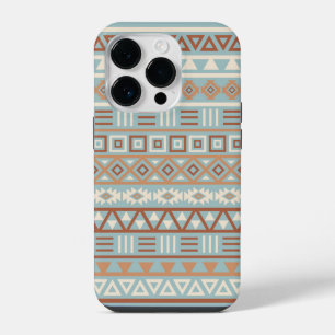 Aztec Influence Pattern Blue Cream Terracottas iPhone 14 Pro Case