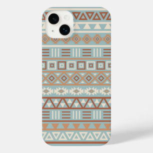 Aztec Influence Pattern Blue Cream Terracottas iPhone 14 Plus Case