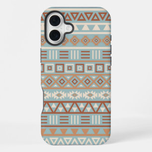 Aztec Influence Pattern Blue Cream Terracottas iPhone 16 Plus Case